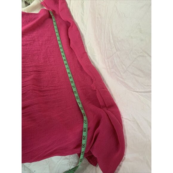 ee:Some Women’s Fuchsia Pullover Round-Neck 3/4 Sleeve Sheer, Flowy Top - Size M - Picture 7 of 8
